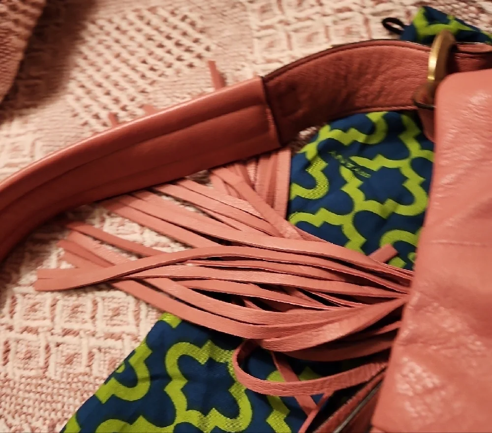 Oryany Rose Pink Leather Hobo Bag With Dustbag